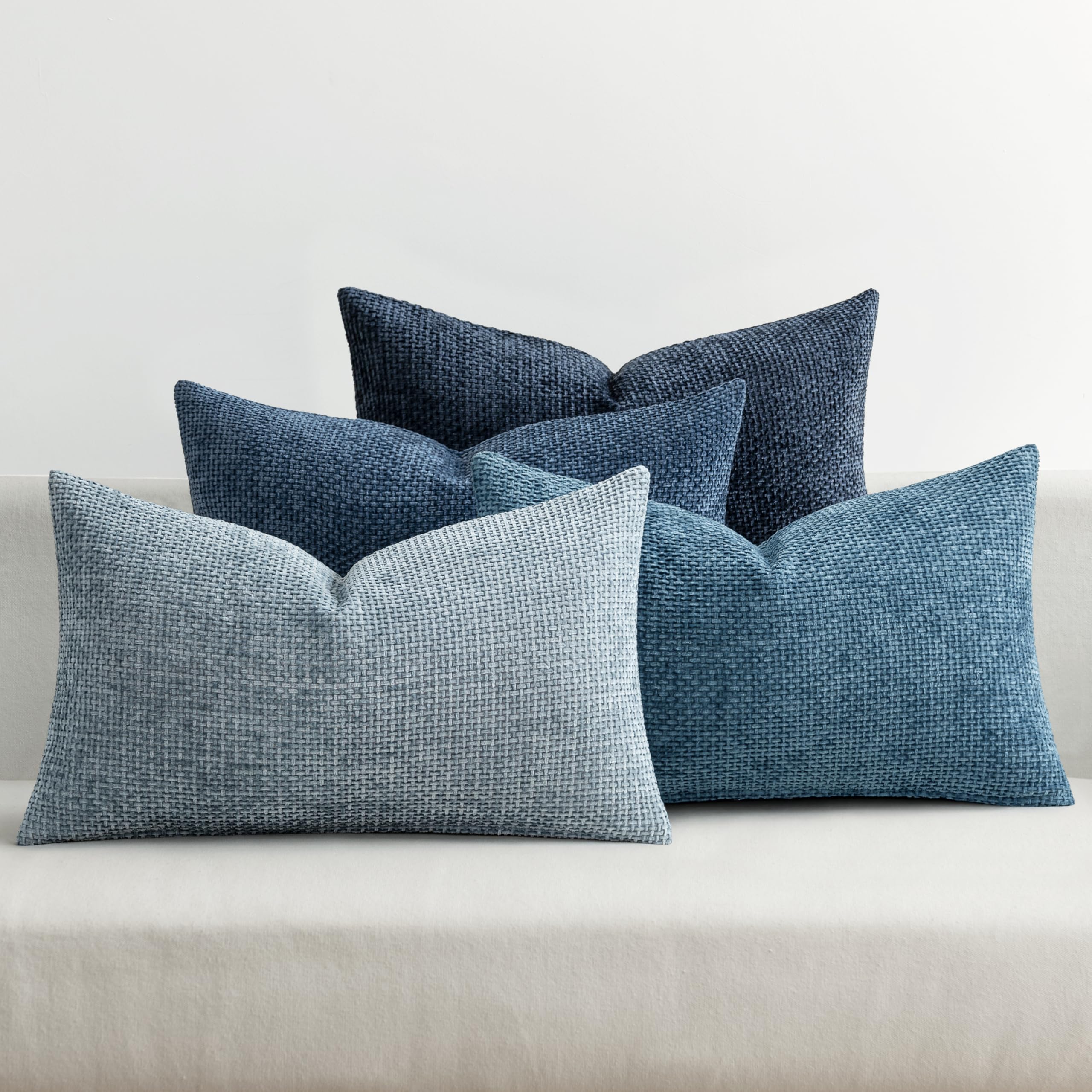 MIULEE Pack of 4 Couch Throw Pillow Covers 20x20 Inch Cream Soft Decorative Chenille Pillow Covers Farmhouse Accent Cushion Covers for Boho Spring Home Decor Sofa Bedroom Living Room