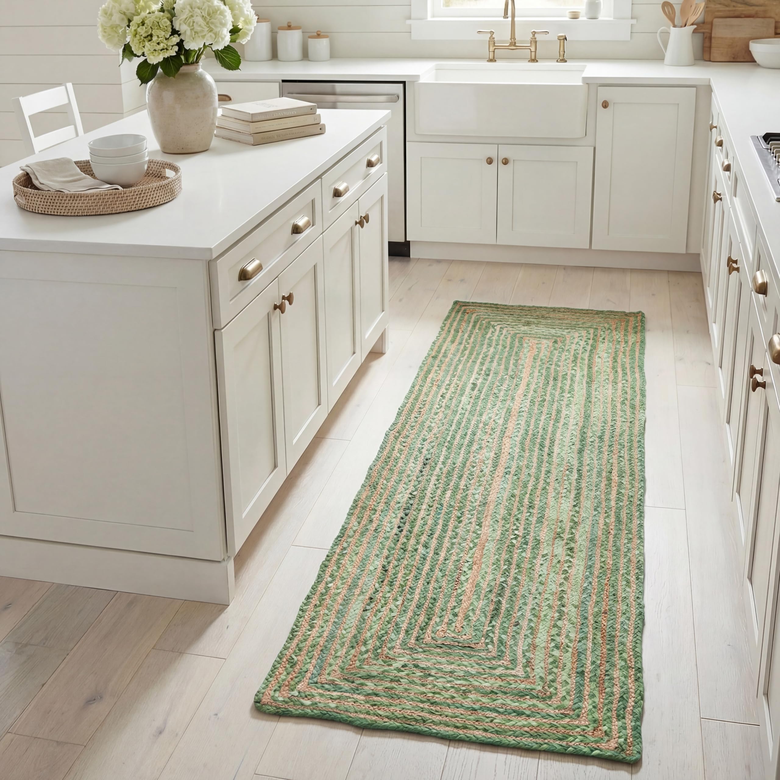 SAFAVIEH Area Rug 4x6 - Cape Cod Collection - Beige & Multi, Handmade Jute & Cotton, Woven Braided Design (CAP202B)