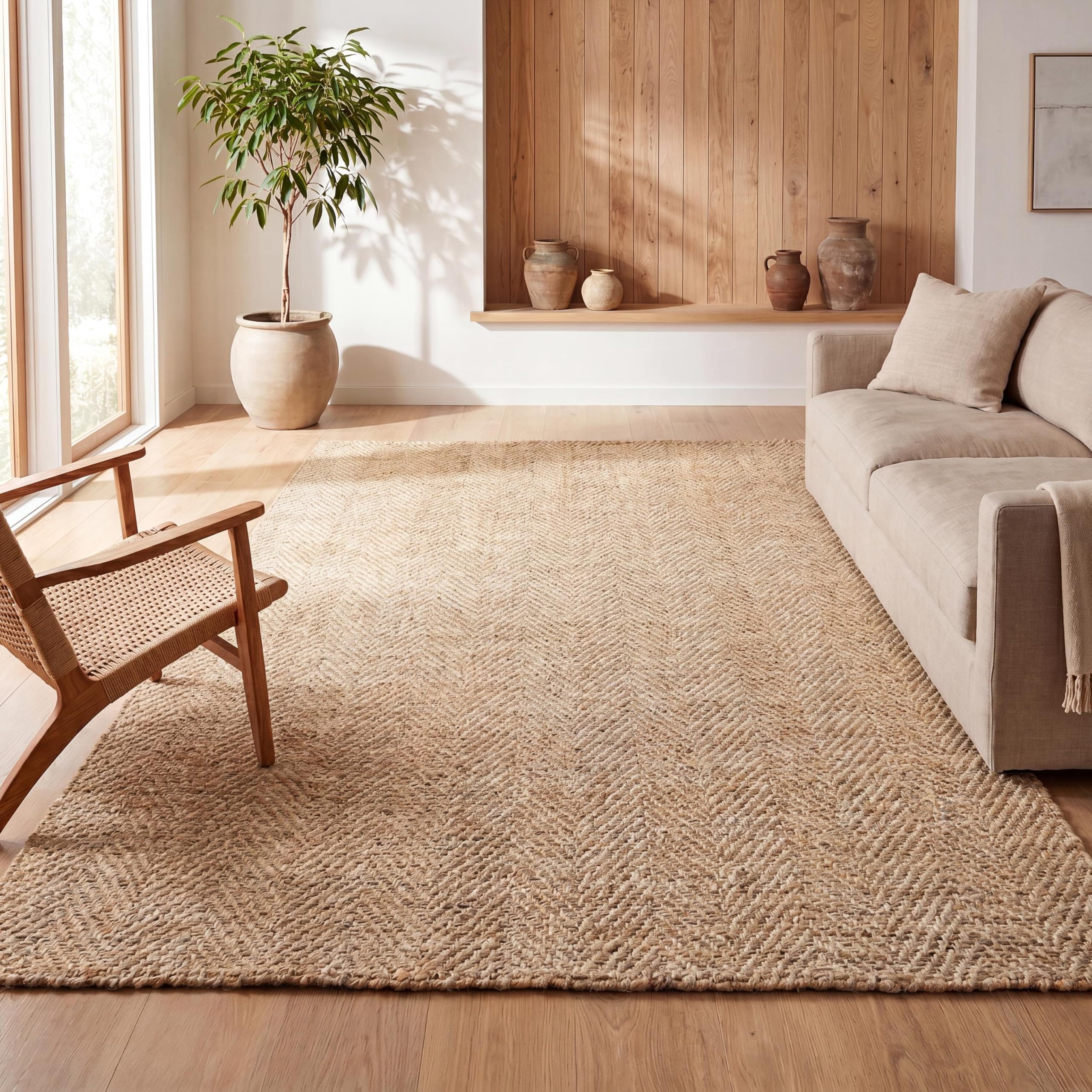 JONATHAN Y Espina Hand Woven Herringbone Chunky Jute Natural Indoor Area Rug, 8x10, Bohemian, Cottage, Easy-Cleaning for Living Room, Bedroom, Kitchen, Pet Friendly, Non-Shedding (NFR101A-8)