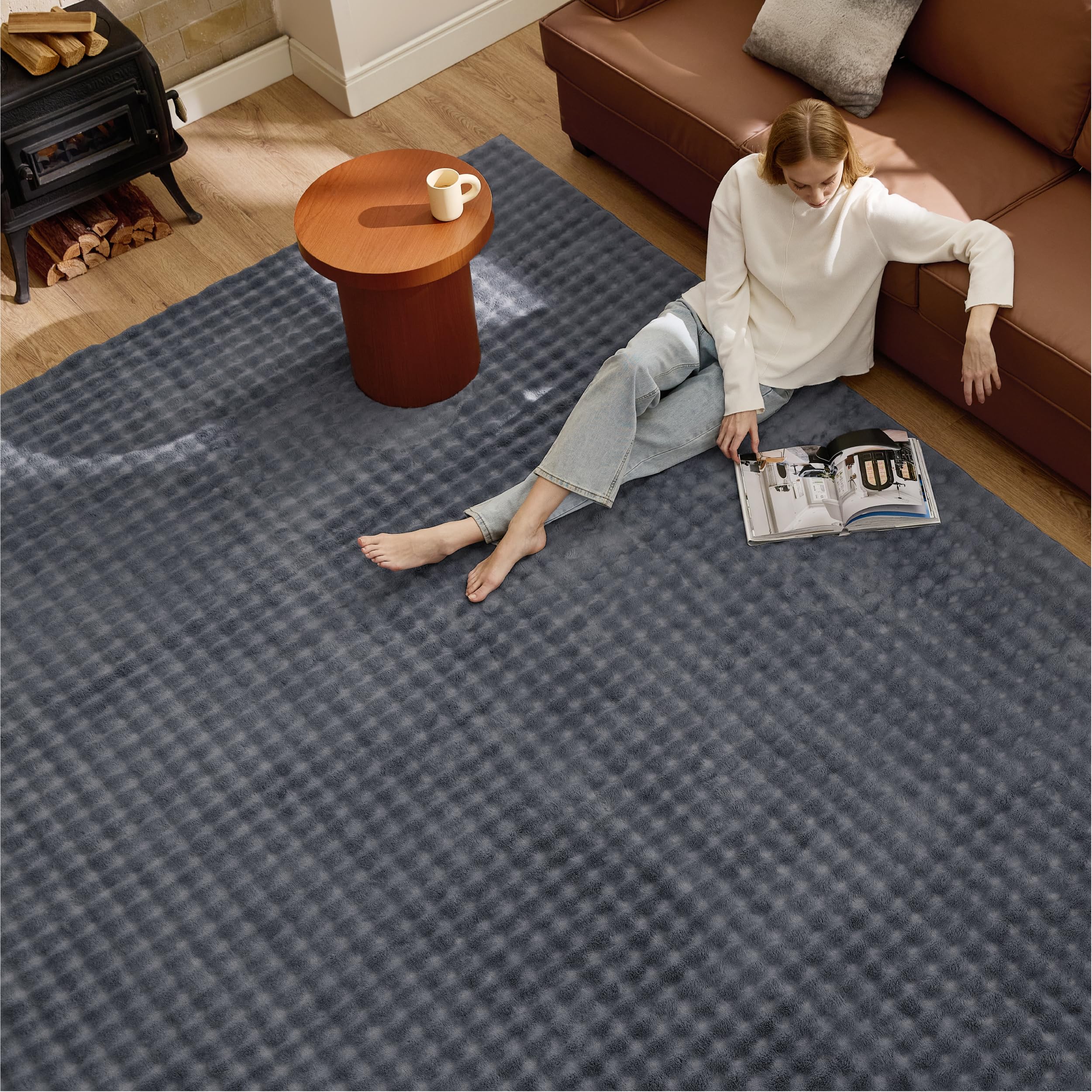 Bedsure 5x7 Printed Jute-Look Rug for Living Room, Machine Washable Rugs, Jute-Look Rug, Non-Slip Backing, Non-Shedding