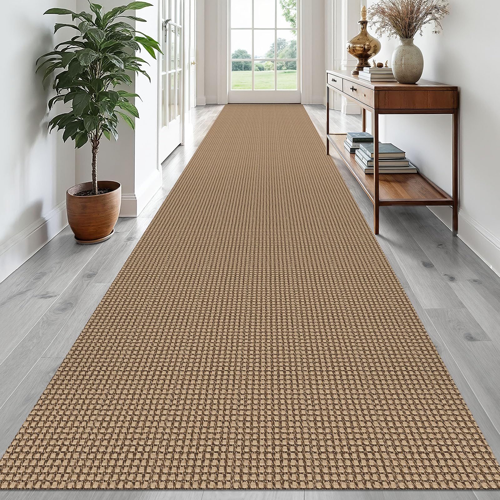 EARTHALL Woven Area Rug 4x6 Ft Washable Rugs for Entryway Non Slip Braided Throw Rugs Bedroom Carpet Cotton Entry Rug Cotton Floor Carpets for Bedroom Dining Room Living Room, Orange/Tan/Brown