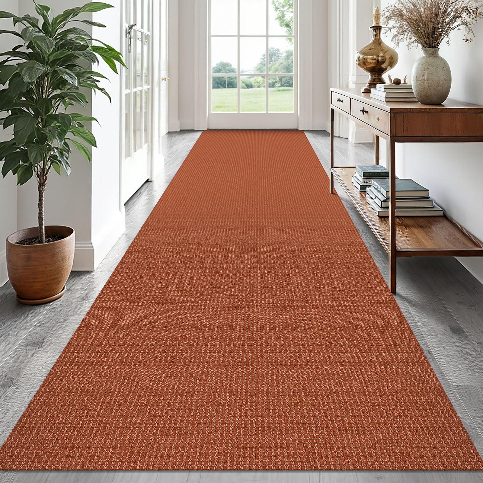 EARTHALL Woven Area Rug 4x6 Ft Washable Rugs for Entryway Non Slip Braided Throw Rugs Bedroom Carpet Cotton Entry Rug Cotton Floor Carpets for Bedroom Dining Room Living Room, Orange/Tan/Brown