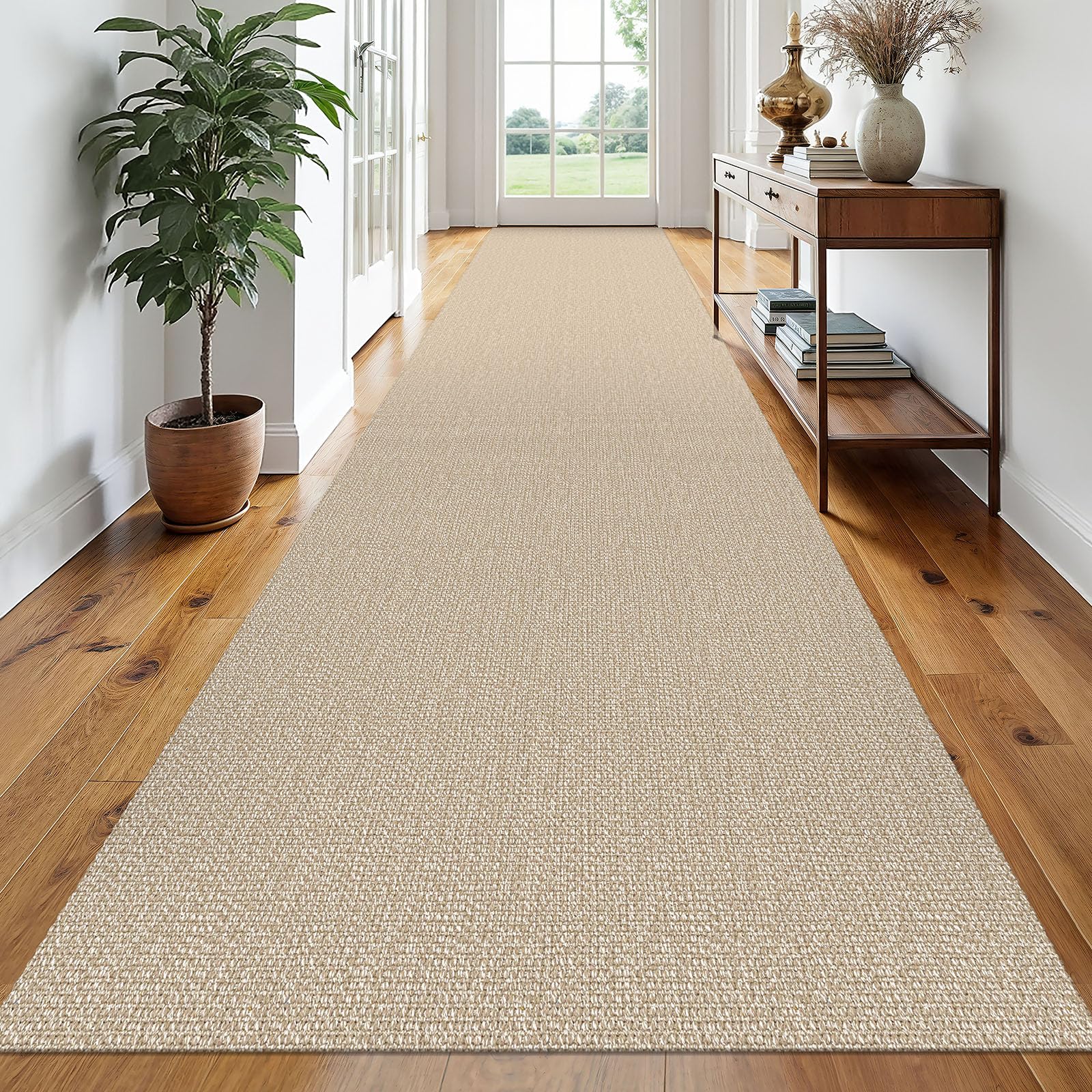 EARTHALL Washable Area Rug 4x6 Ft Non Slip Rugs for Entryway Braided Rubber Backed Bedroom Carpet Cotton Entry Rug Woven Floor Carpets for Bedroom Dining Room Living Room, Send/Beige