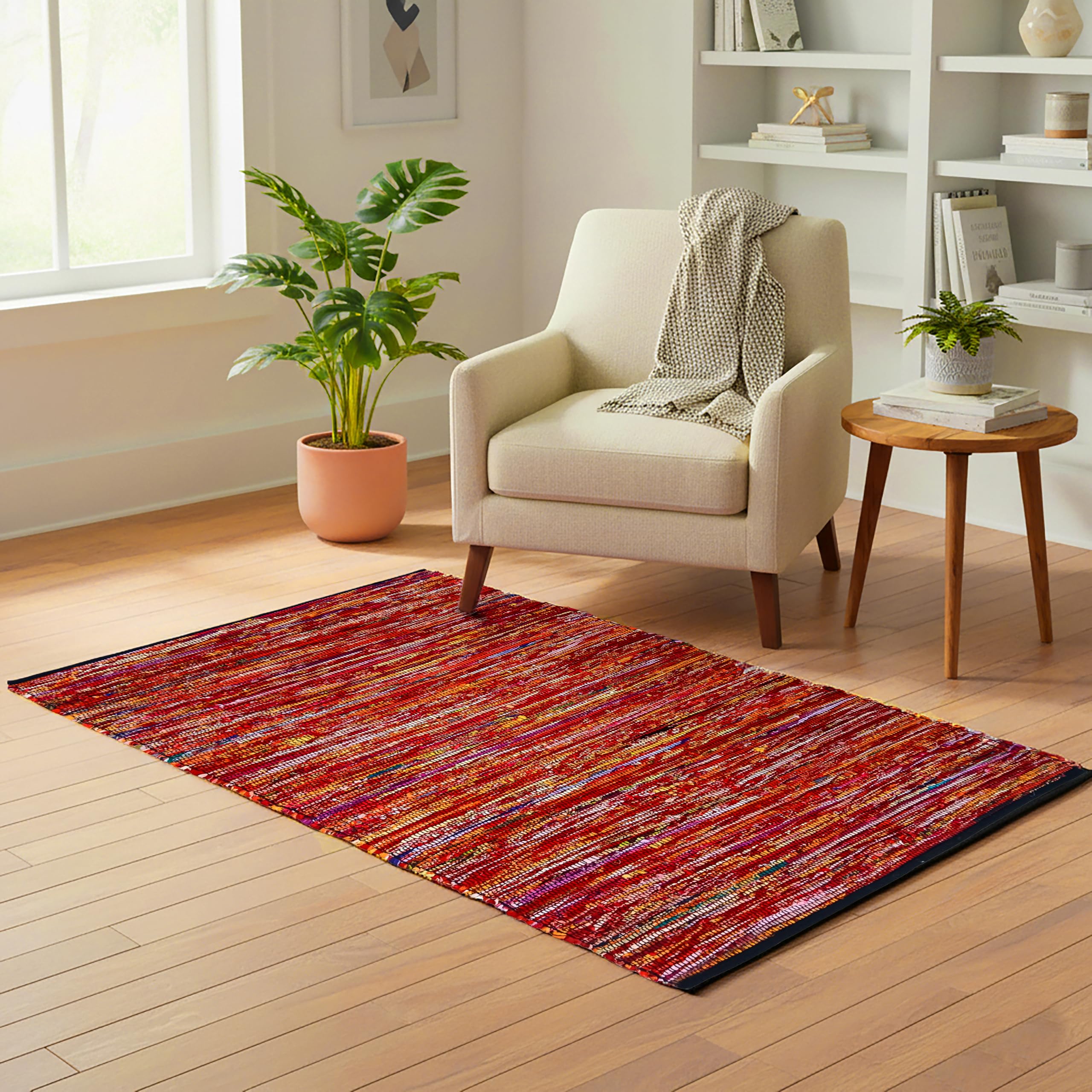 8x10 Multi Handwoven Reversible Cotton Chindi Rag Rug Boho Farmhouse Floor Carpet