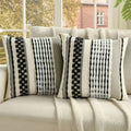 FUTEI Pack of 2 Boho Chenille Decorative Throw Pillow Covers 18x18 Inch Soft Plush Tufted Striped Textured Cushion Case,Farmhouse Accent for Couch Bed Living Room, Orange