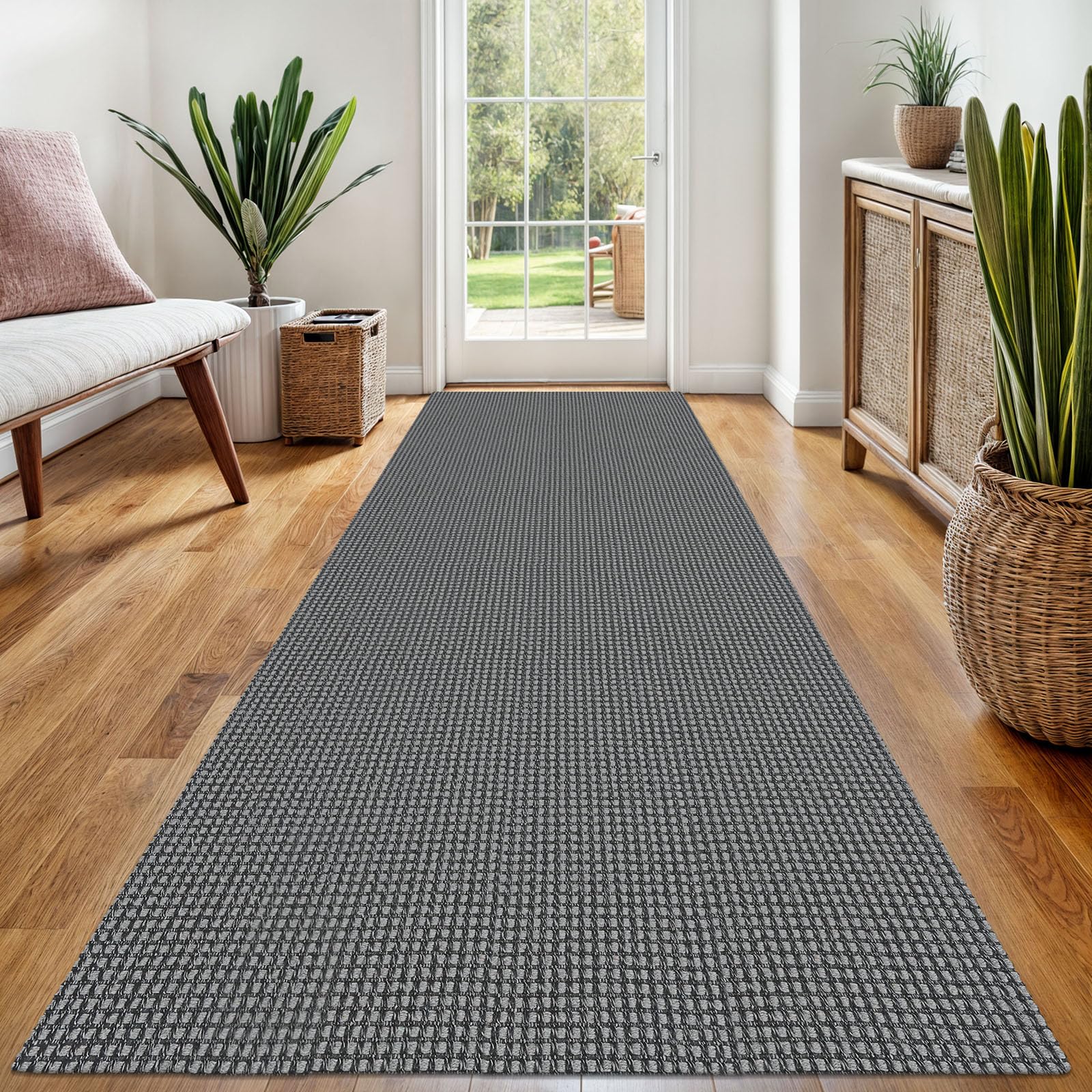 EARTHALL Woven Area Rug 4x6 Ft Washable Rugs for Entryway Non Slip Braided Throw Rugs Bedroom Carpet Cotton Entry Rug Cotton Floor Carpets for Bedroom Dining Room Living Room, Orange/Tan/Brown