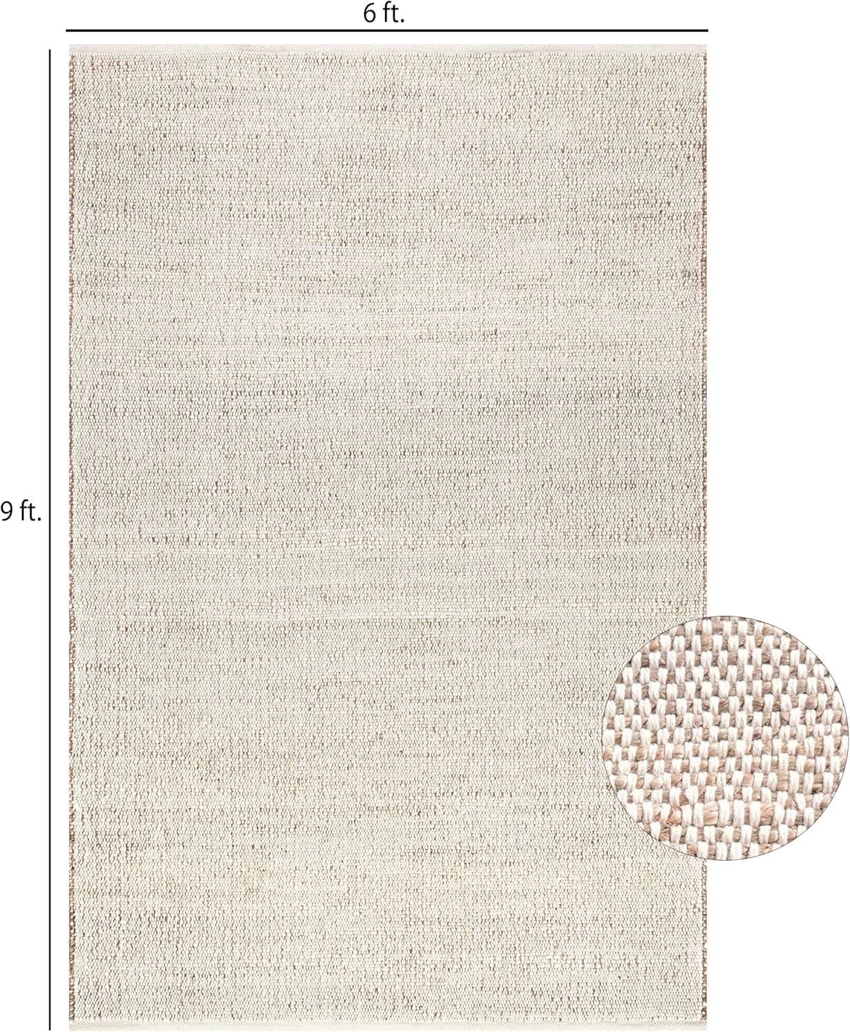 S & L Homes Jute Cotton Hand Woven Natural Farmhouse Area Rug for Living Room - Rustic Vintage Bohemian Décor - (6' x 9' Natural)