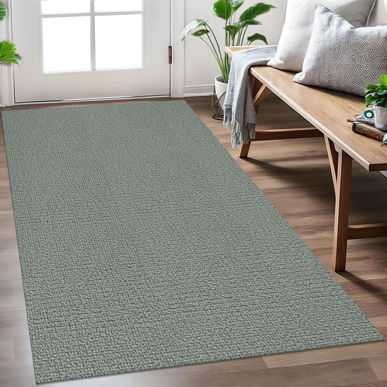 EARTHALL Washable Area Rug 4x6 Ft Non Slip Rugs for Entryway Braided Rubber Backed Bedroom Carpet Cotton Entry Rug Woven Floor Carpets for Bedroom Dining Room Living Room, Send/Beige