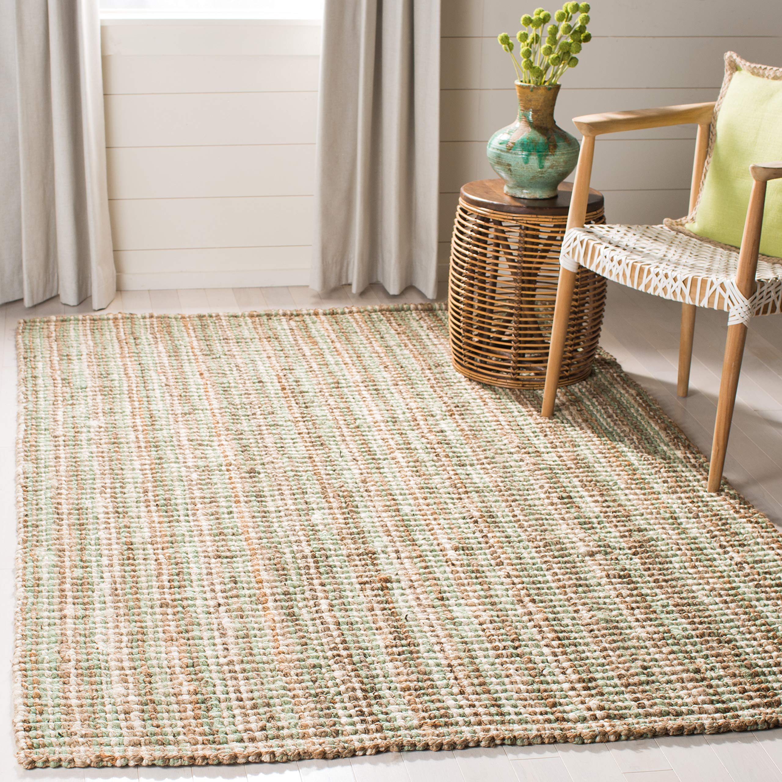 SAFAVIEH Area Rug 8x10 - Natural Fiber Collection - Large - Natural Brown, Handmade Jute, Farmhouse Style, Chunky Textured Thick Pile (NF447A)