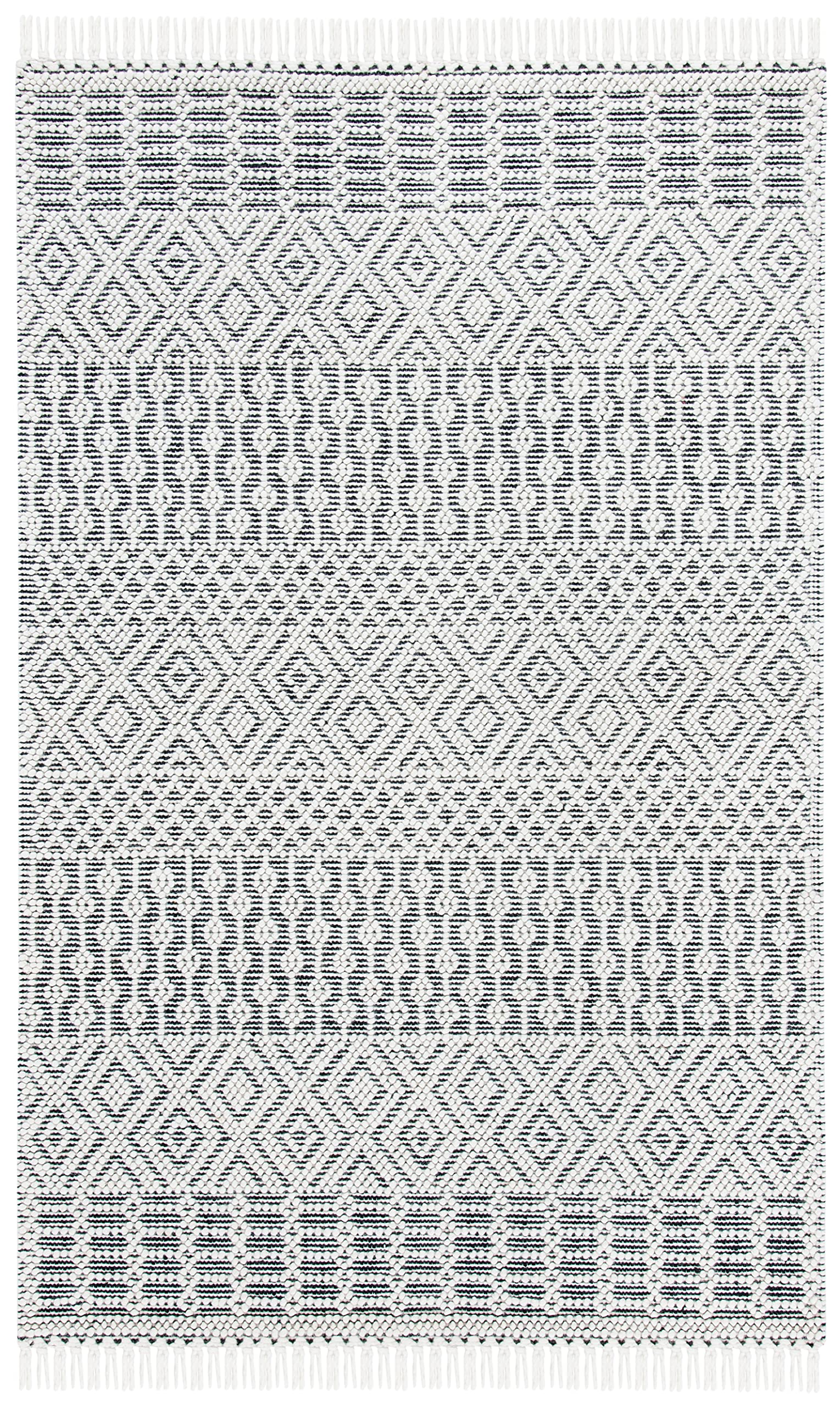 SAFAVIEH Natura Collection Area Rug - 5' x 8', Ivory, Handmade Moroccan Boho Wool Fringe, Ideal for High Traffic Areas in Living Room, Bedroom (NAT852B)