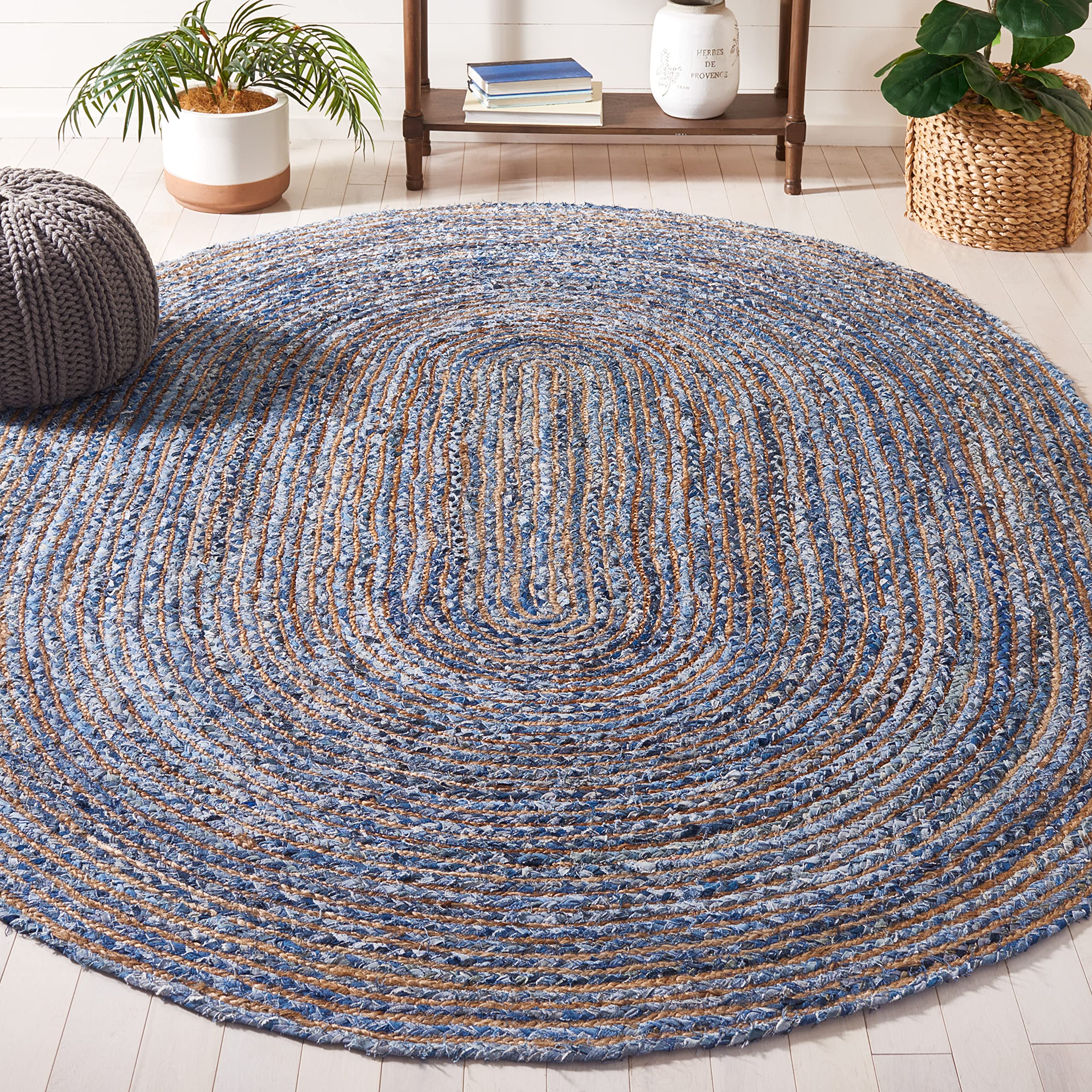 SAFAVIEH Area Rug 4x6 - Cape Cod Collection - Beige & Multi, Handmade Jute & Cotton, Woven Braided Design (CAP202B)