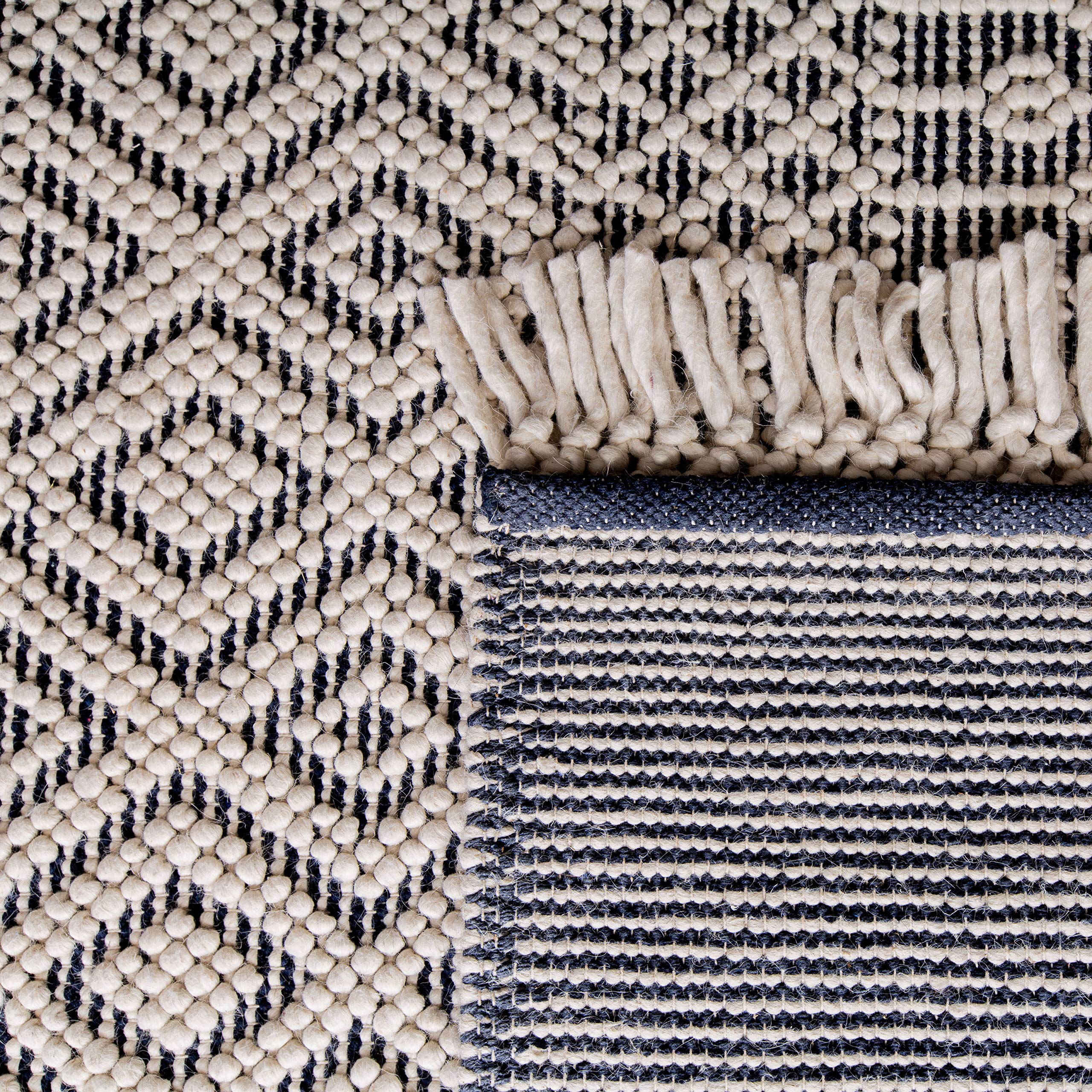 SAFAVIEH Natura Collection Area Rug - 5' x 8', Ivory, Handmade Moroccan Boho Wool Fringe, Ideal for High Traffic Areas in Living Room, Bedroom (NAT852B)
