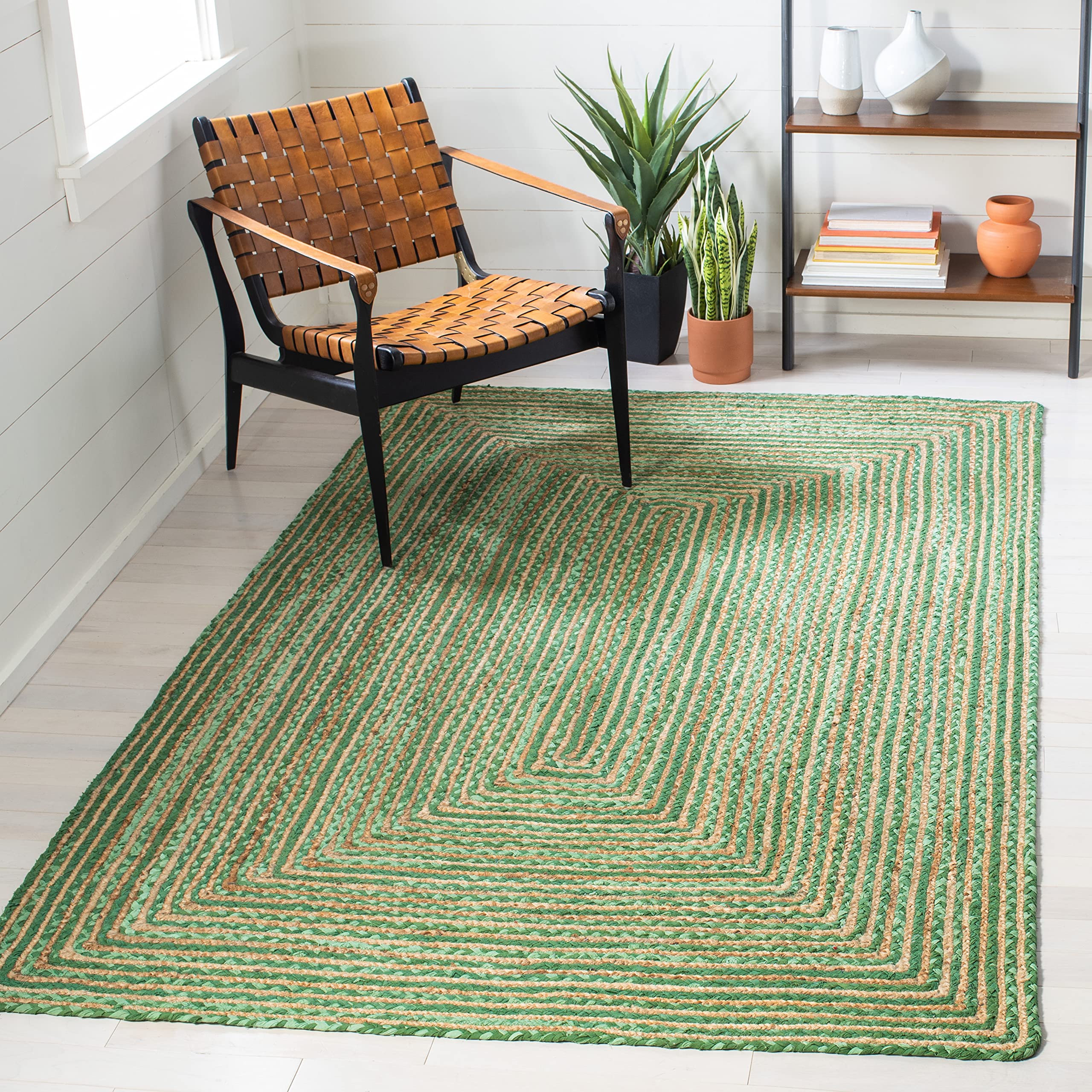 SAFAVIEH Area Rug 8x10 - Cape Cod Collection - Large - Beige & Multi, Handmade Jute & Cotton, Woven Braided Design (CAP202B)
