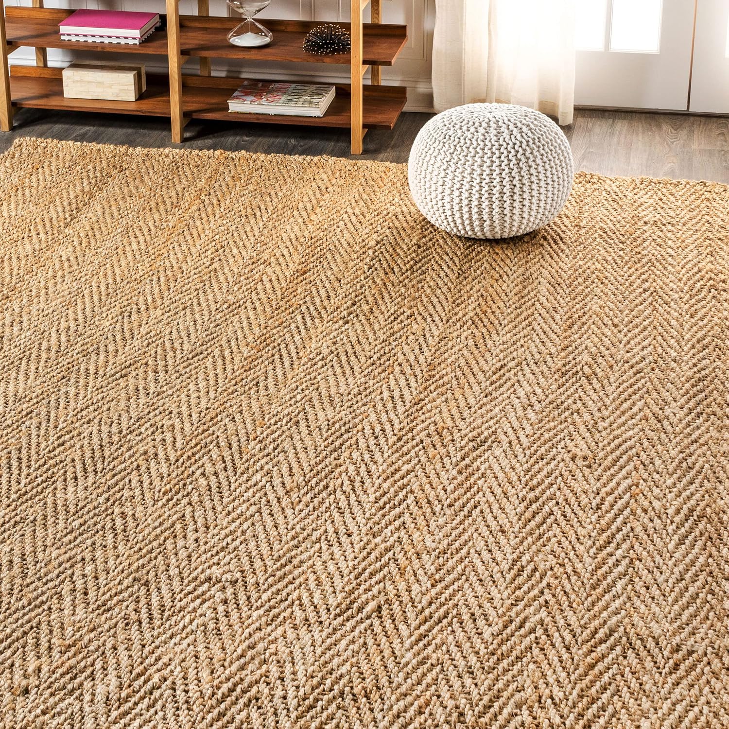 JONATHAN Y Espina Hand Woven Herringbone Chunky Jute Natural Indoor Area Rug, 8x10, Bohemian, Cottage, Easy-Cleaning for Living Room, Bedroom, Kitchen, Pet Friendly, Non-Shedding (NFR101A-8)