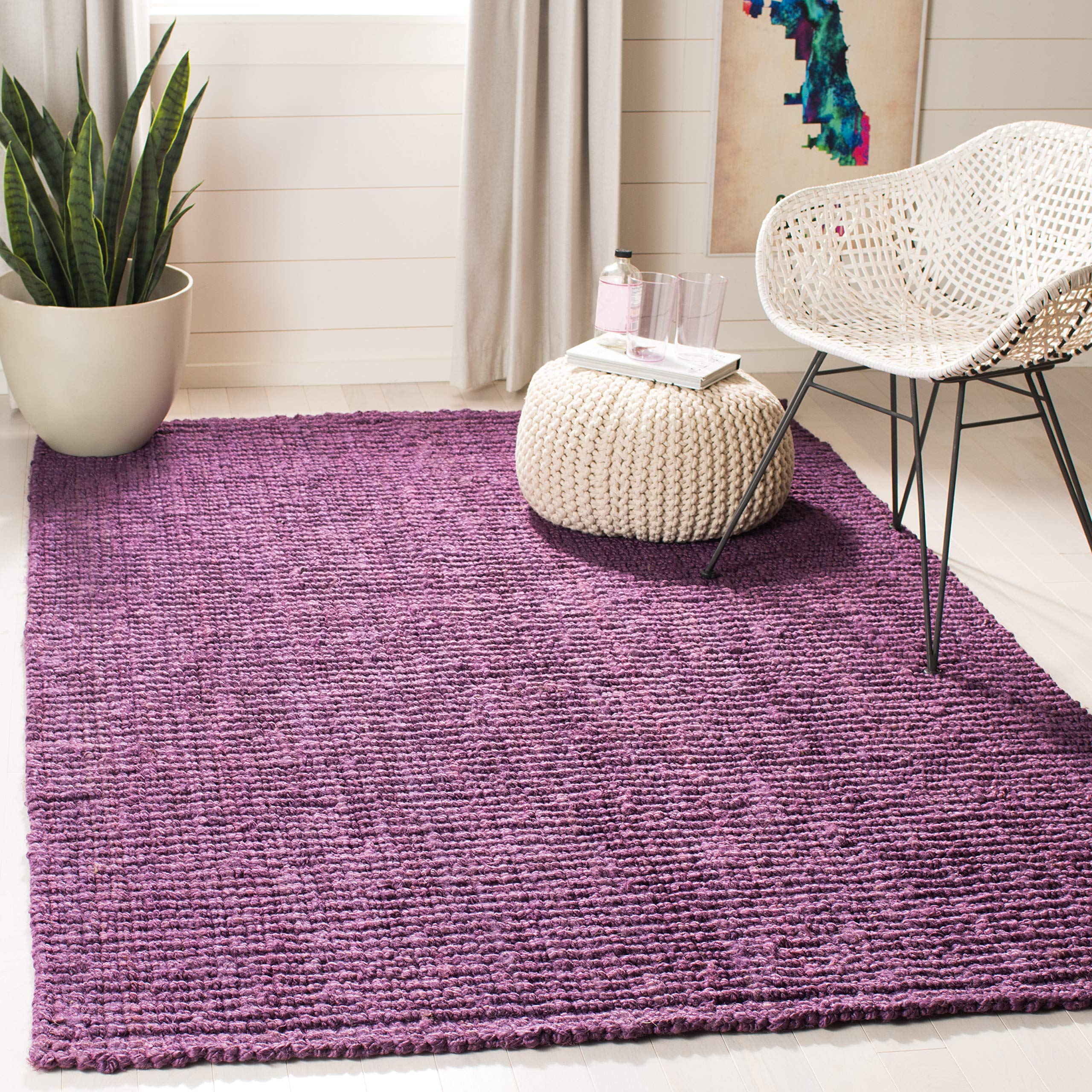 SAFAVIEH Area Rug 8x10 - Natural Fiber Collection - Large - Natural Brown, Handmade Jute, Farmhouse Style, Chunky Textured Thick Pile (NF447A)
