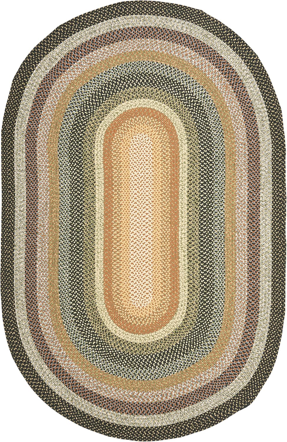 SAFAVIEH Washable Rug Outdoor Braided Collection - 5' x 8' Oval, Multi, Handmade & Reversible, Non-Shedding & Easy to Clean, Ideal for Patio, Backyard, Mudroom (BRD308A)