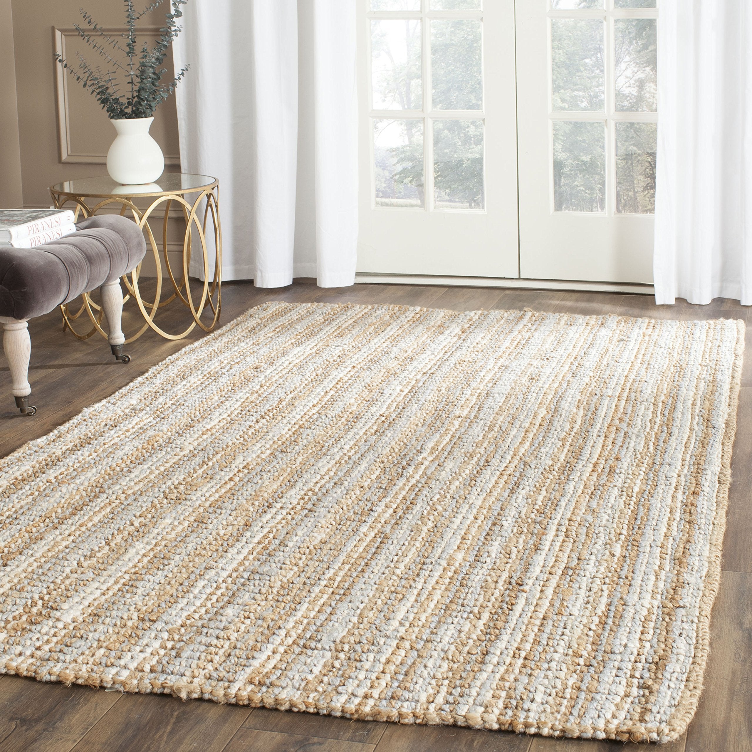 SAFAVIEH Natural Fiber Collection Area Rug - 5' x 7'6", Natural Brown, Handmade Jute, Farmhouse Style, Chunky Textured Thick Pile (NF447A)