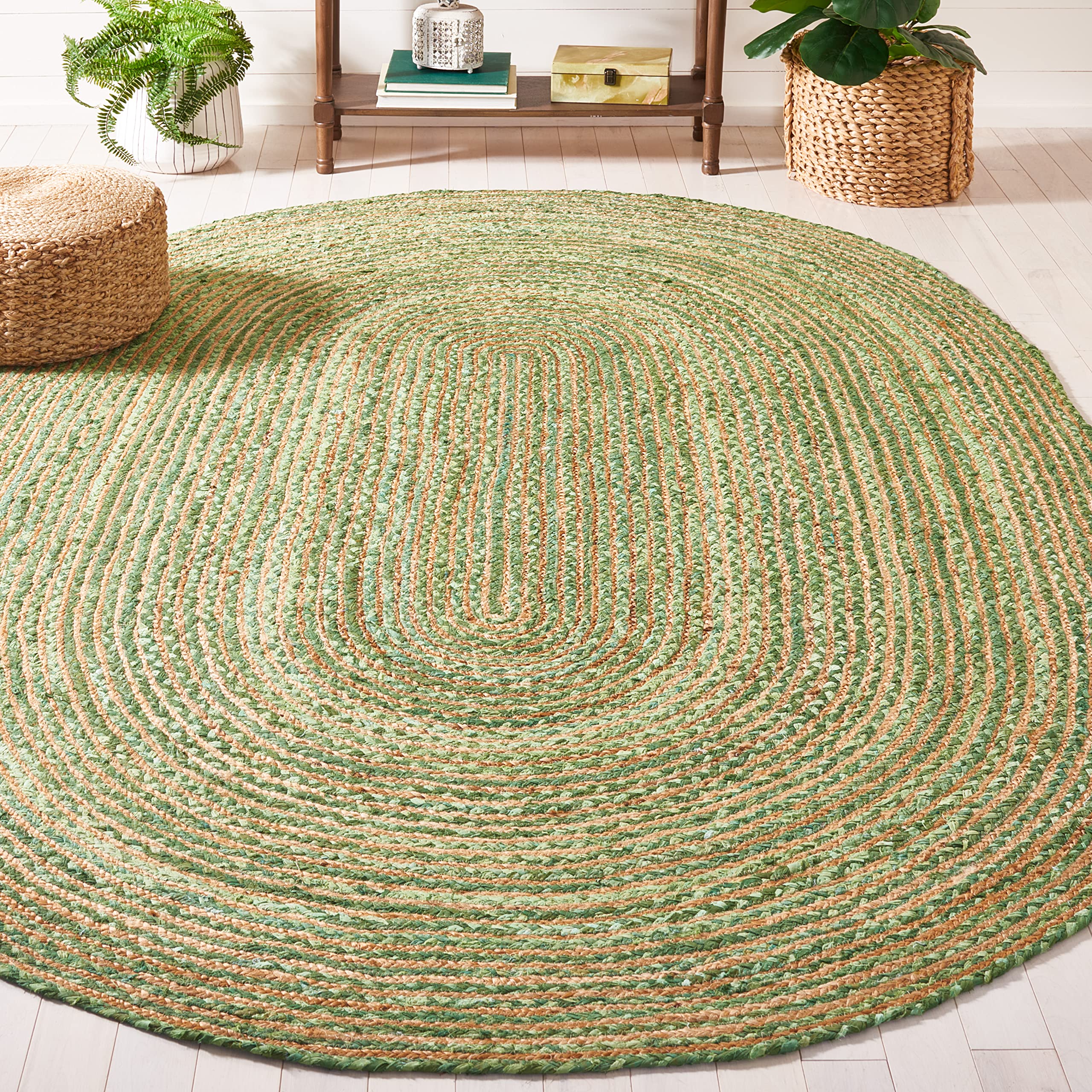 SAFAVIEH Area Rug 4x6 - Cape Cod Collection - Beige & Multi, Handmade Jute & Cotton, Woven Braided Design (CAP202B)