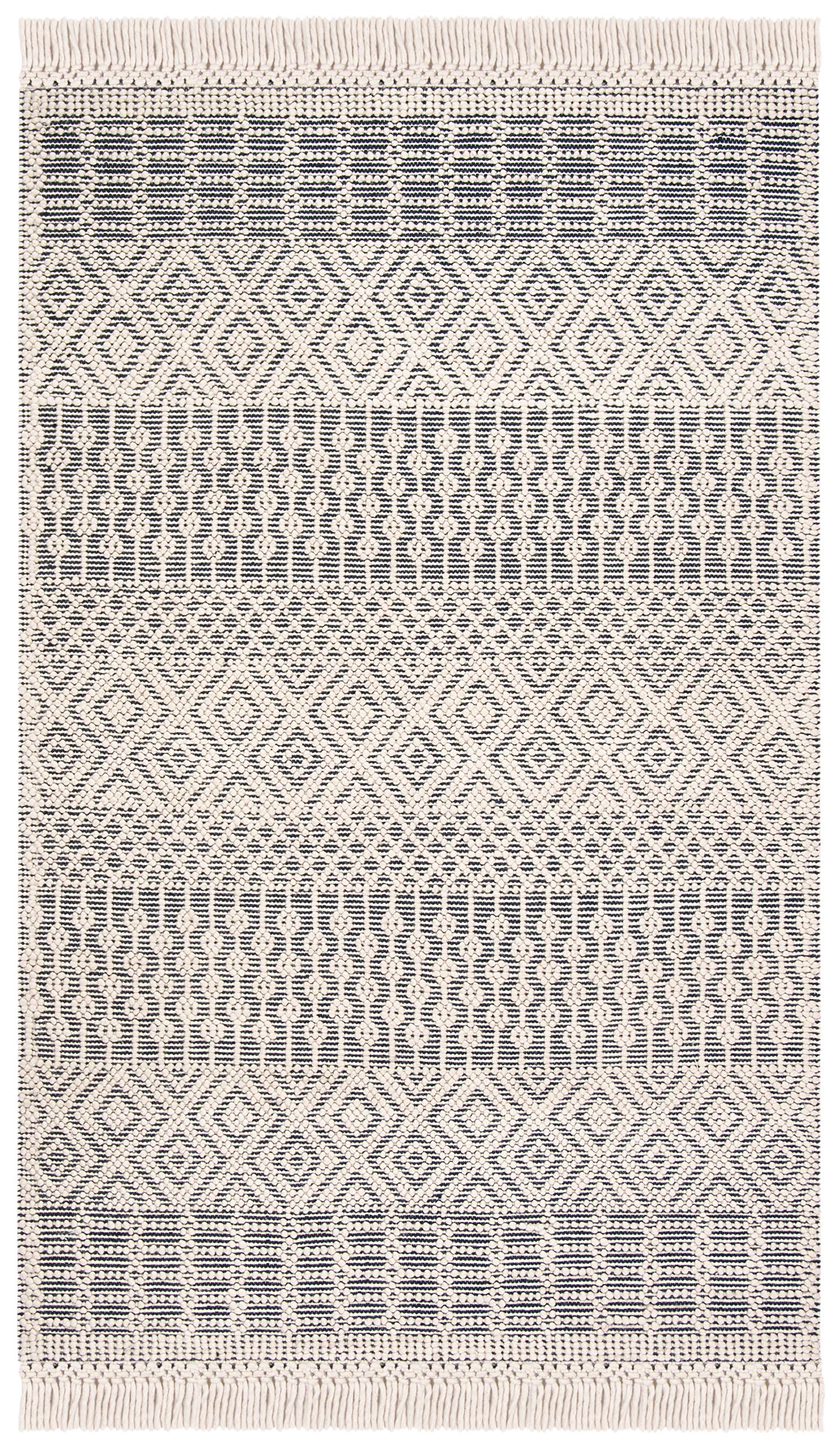 SAFAVIEH Natura Collection Area Rug - 5' x 8', Ivory, Handmade Moroccan Boho Wool Fringe, Ideal for High Traffic Areas in Living Room, Bedroom (NAT852B)